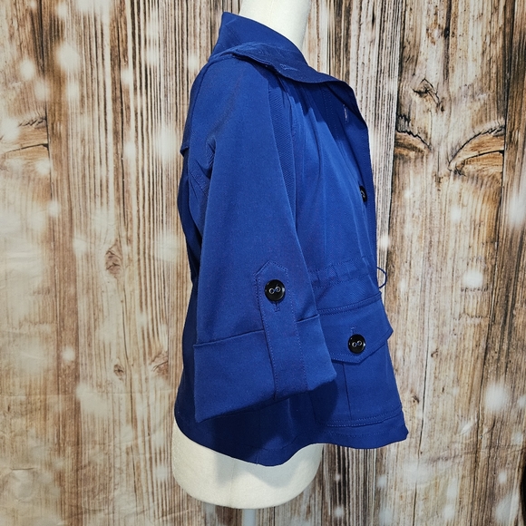 Ruby rd petite Womens Blue Weather Resistant Pea Coat Size 8P - Picture 6 of 7